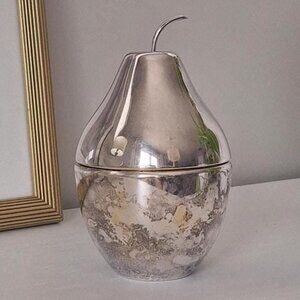 Vintage Silver Plated Pear Trinket Box EP Brass Jewelry Storage